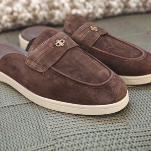 PEDRO Brown Suede Mule Loafers Size 38 Backless Slip On Shoes